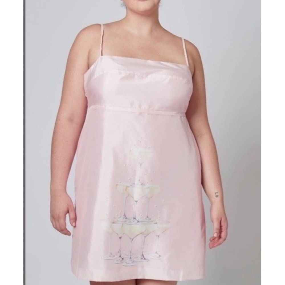 Rachel Antonoff Pink A-Line Mini Dress Gwen Beaded Champagne Tower 20 Bridal